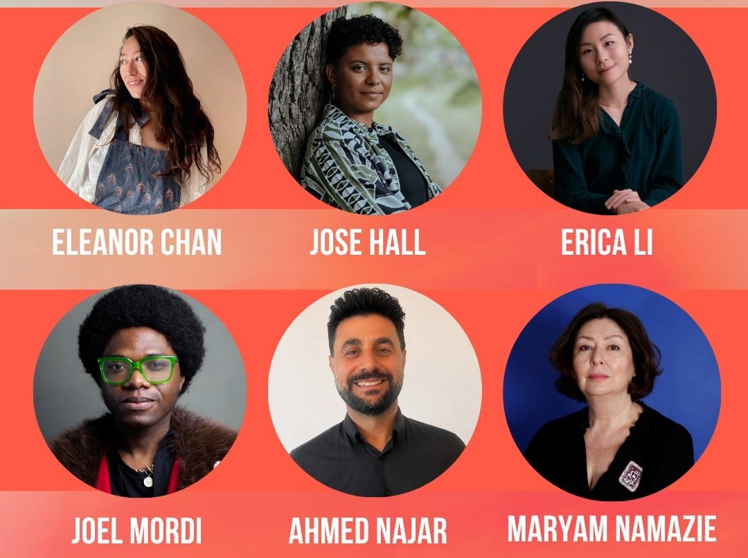 Headshots of all the Footnotes X Counterpoints Prize nominees smiling in a graphic with thier names