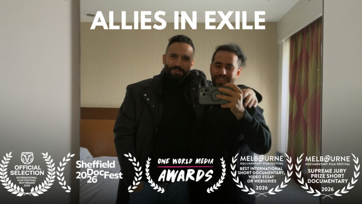 Film poster for Allies in Exile with all the film festival and awards logos.
